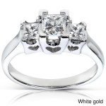Heartfelt Yaffie Gold Princess Diamond Trio Ring, Set with a 3/4 Carat Total Diamond Weight