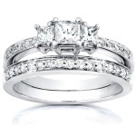 Sparkling Yaffie Gold Bridal Set with 5/8ct TDW Princess Diamonds