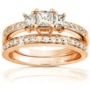 Princess Diamond Bridal Set with 5/8ct TDW in Yaffie Gold