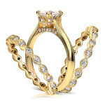 Eternal Yaffie Gold Moissanite Bloom with 3/4ct TDW Diamond - 3 Piece Bride