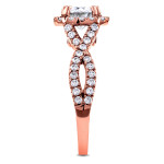 Sparkling Yaffie Rose Gold Braided Engagement Ring with 1.5ct Diamonds in Crisscross Design