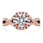 Sparkling Yaffie Rose Gold Braided Engagement Ring with 1.5ct Diamonds in Crisscross Design