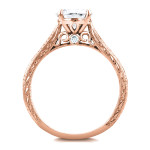 Yaffie Antique Cathedral Bridal Rings - Rose Gold, 1.5ct TGW Moissanite & Diamond