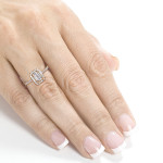 Yaffie Rose Gold Emerald-cut Diamond Halo Engagement Ring, Stunning 1 1/3ct TDW