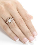 Extravagant Antique Floral Engagement Ring with Forever One DEF Moissanite and Diamond, in Yaffie Rose Gold (1 1/5ct TGW)