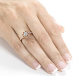 Flower Powerful Vintage Engagement Ring in Yaffie Rose Gold with Half Carat Total Diamond Weight