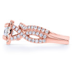 Chic and Sparkling: Yaffie Rose Gold Bridal Set with 1ct Moissanite and 3/4ct Diamonds