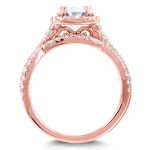 Radiant Yaffie Rose Gold Bridal Set with Forever One DEF Moissanite and Glittering Diamond Criss-Cross Design.