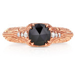 Yaffie ™ Custom Antique Filigree Ring with 1ct TDW Black & White Diamonds in Rose Gold