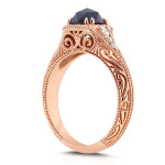 Yaffie ™ Custom Antique Filigree Ring with 1ct TDW Black & White Diamonds in Rose Gold