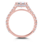 Rose Gold 2 1/10ct TCW Round Moissanite and Diamond 8-Prong Standing Halo Bridal Rings - Custom Made By Yaffie™