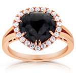 Yaffie Antique Pear Ring with Black Diamond Halo and Rose Gold Finish - Handcrafted with 2.75ct TDW, Split Shank Design.