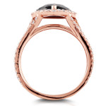 Yaffie Pear-shaped Black and White Diamond Halo Ring in Rose Gold, featuring 2 3/4ct TDW