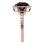 Yaffie ™ Custom Made 3 1/2ct TDW Three-Stone Diamond Ring in Rose Gold with Black and White Stones.
