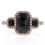 Yaffie ™ Custom creates a Three Stone Black and White Diamond Ring with 3 1/2ct TDW in Rose Gold