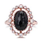 Yaffie™ Custom Rose Gold Orbiting Diamond Ring w/Black & White Diamonds - 3.33ct TDW Oval