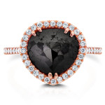 Custom Yaffie ™ Pear-Shaped Black & White Diamond Ring with 3 2/5ct TDW in Rose Gold