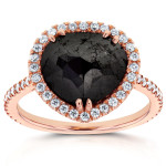 Yaffie ™ Custom-made Pear-Shaped Diamond Ring - 3 2/5ct TDW with Black and White accents in Rose Gold