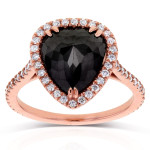 Yaffie ™ Custom Rose Gold Pear Diamond Ring with 3 3/8ct TDW White and Black Diamonds.