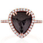 Yaffie ™ Custom Rose Gold Pear Diamond Ring with 3 3/8ct TDW White and Black Diamonds.