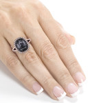 Yaffie Bespoke Black and White Diamond Double Halo Ring, Crafted from 3 5/8ct TDW Rose Gold