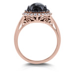 Yaffie Bespoke Black and White Diamond Double Halo Ring, Crafted from 3 5/8ct TDW Rose Gold
