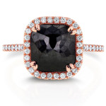Yaffie ™ Unique Hand-crafted Rose Gold Ring with 3 7/8ct TDW Black and White Diamond Accents