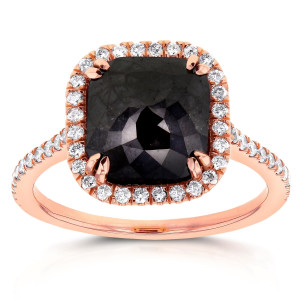 Yaffie ™ Unique Hand-crafted Rose Gold Ring with 3 7/8ct TDW Black and White Diamond Accents