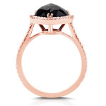 Yaffie™ Handmade Black Diamond Halo Ring with a Stunning 4 3/4ct Pear-Shaped Rose Gold Centerpiece