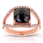 Yaffie ™ Custom Creates Rose Gold 4ct TDW Square Black & White Diamond Symmetry Ring