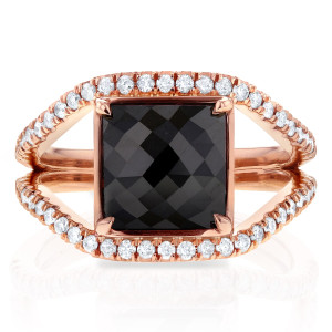 Yaffie ™ Custom Creates Rose Gold 4ct TDW Square Black & White Diamond Symmetry Ring