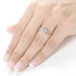 Rose Gold Asscher Diamond Halo Bridal Set with 5/8ct Total Diamond Weight by Yaffie