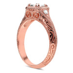Antiquated Filigree Engagement Ring with 5/8ct TDW Rose Gold Diamond from Yaffie