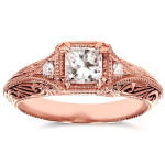 Antiquated Filigree Engagement Ring with 5/8ct TDW Rose Gold Diamond from Yaffie