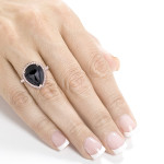 Yaffie Custom Pear-Shaped Black Diamond Halo Ring - Antique Milgrain in Rose Gold with 8 1/2ct TDW