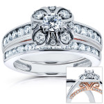 Rose Gold Yaffie Set with 1ct TDW Diamond Wedding Rings