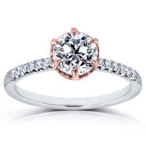 Sparkling Yaffie 2-Tone Gold Engagement Ring with 1 1/8ct TDW Diamonds