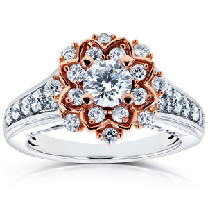 Golden Bloom Diamond Engagement Ring with a Dazzling 1ct TDW