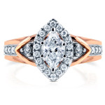 Gorgeous Yaffie 2-Tone Marquise Diamond Engagement Ring with 1ct TDW in Gold!