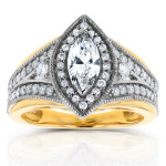Gold & Gorgeous: Marquise Diamond Ring with 1ct TDW by Yaffie Two-Tone
