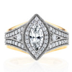 Sparkling Marquise Diamond Ring - Two-Tone Gold, 1ct Total Weight