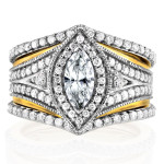 Yaffie Marquise Diamond Bridal Set - Art Deco Chic with Chevron Twist!