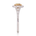 Champagne Sparkle Yaffie Ring - Gold, Certified 1 2/5ct TDW Cushion-cut Diamond in Halo Design