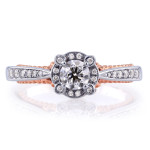 Gold Two-tone Halo Ring with Unique 2/5ct TDW Diamond by Yaffie