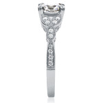 Eternal Bloom: Yaffie White Gold 1 1/10ct Cushion Forever Moissanite and 1/5ct TDW Diamond Floral A