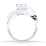 Yaffie Unique Engagement Ring: White Gold Cushion Moissanite with Wide Bypass Style Solitaire, 1 1/10ct.