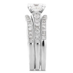 Bridal Bliss Set: White Gold Cushion Moissanite & Diamond Sparkle