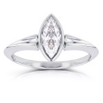 Marquise Diamond Solitaire Ring with Bezel in Yaffie White Gold (1 1/10ct)