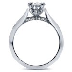 Vintage-inspired Yaffie White Gold Engagement Ring with Diamond and 1 1/10ct TGW Forever One Moissanite