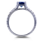 Vintage Sapphire and Diamond Engagement Ring with 1 1/10ct TGW in White Gold by Yaffie